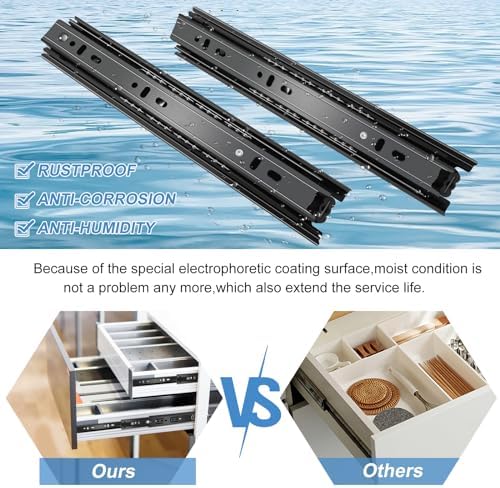 22 inch Drawer Slides 4 Pairs (8pcs) Full Extension Ball Bearing Drawer Rails...