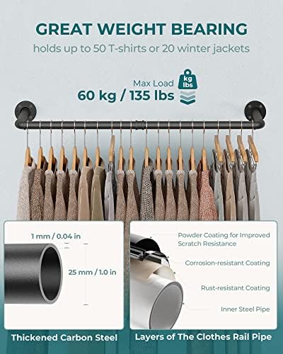 OROPY 38.4" Industrial Pipe Clothes Rack Wall Mounted, Heavy Duty, 2 Pack