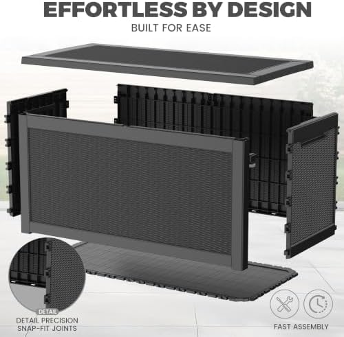 350 Gallon Outdoor Storage Box, Extra Large Waterproof Resin Deck Box with Lo...