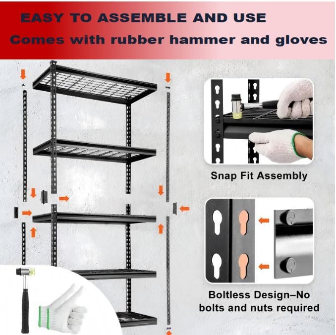 5 Tire Storage Shelving Heavy Duty Garage Shelves 2000LBS Load Bearing
