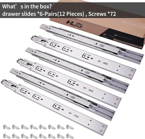 10 inch Soft Self Close Drawer Slides 6 Pairs (12pcs) Full Extension Ball Bea...