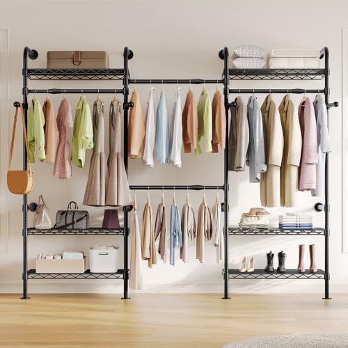 Closet Organizers and Storage, 3-Row Heavy Duty Garment Rack Clothes Rack for...