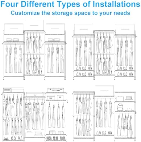 Ulif E13C Pro Heavy Duty Closet Organizer System,Freestanding Clothing Racks ...