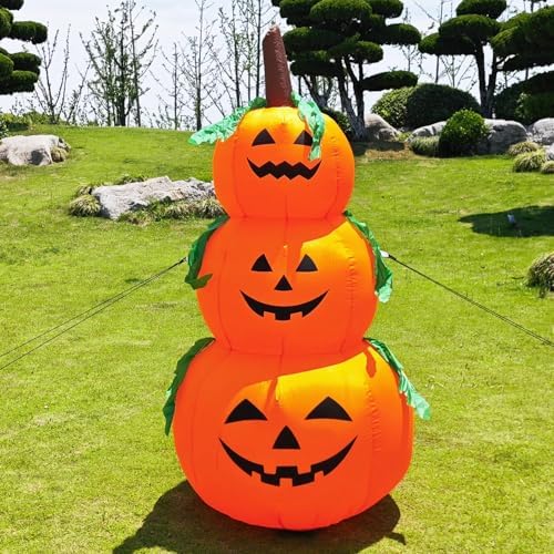 6FT H Halloween Inflatable Stacked Pumpkins Blow up Pumpkin Stacked with Buil...