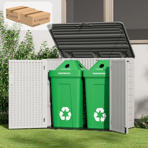 ZZM Large Outdoor Storage Shed, 48 Cu Ft Resin Versatile Storage Cabinet for ...