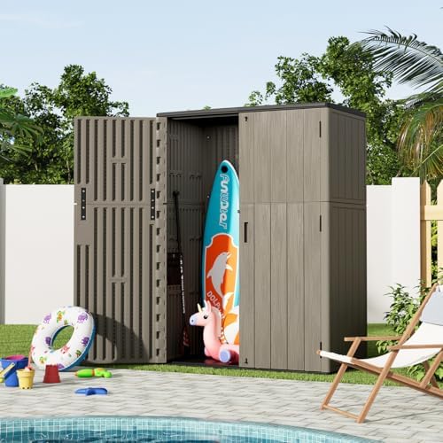 KINYING Outdoor Vertical Storage Shed,57 Cu.ft Outdoor Storage Cabinet Waterp...