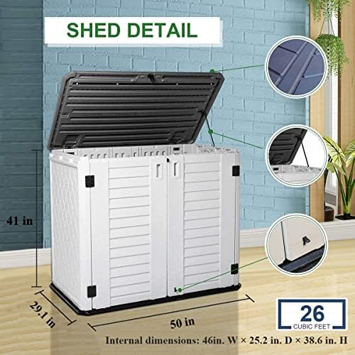 KINYING Outdoor Storage Shed - Horizontal Storage Box Waterproof for Garden, ...