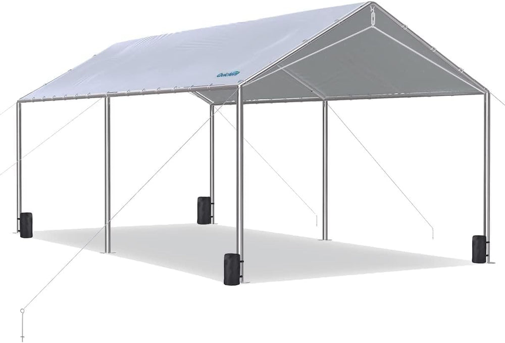 Quictent 10x20 ft Heavy Duty Car Canopy Galvanized Frame Carport Outdoor Part...