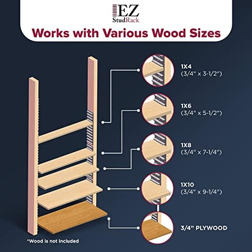 Made in USA | EZStudRack Adjustable Between Stud Shelf Bracket | Shelf Bracke...