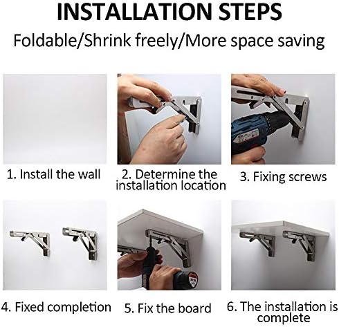 Storystore Folding Shelf Brackets - 16 Inch Heavy Duty Stainless Steel Collap...