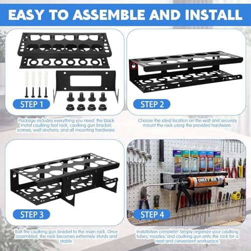 Hicarer 1 Pack Caulking Tube and Gun Holder 12 Slot 15.86 x 9.87x 3.34 Inch C...