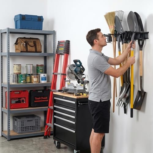 Aking Ace 48 Inch Garage Tool Organizer, Wall Mount 3 Racks 6 Hooks Storage