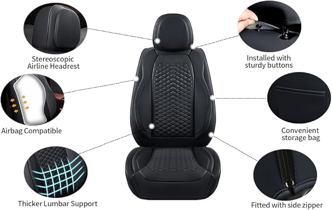 2 Packs Car Seat Covers Leather Car Seat Covers Universal Seat Covers