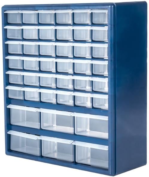 Plastic Storage Drawers – 42 Compartment Organizer – Desktop or Wall Mount Co...
