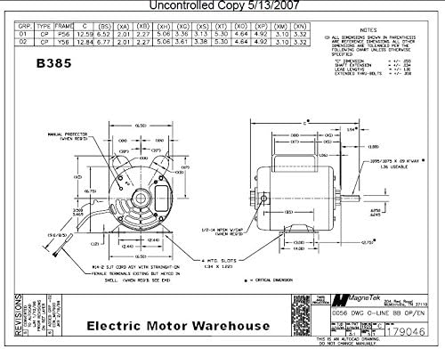 5 HP SPL 3450rpm P56 Frame 230 Volts Replacement Air Compressor Motor - Centu...