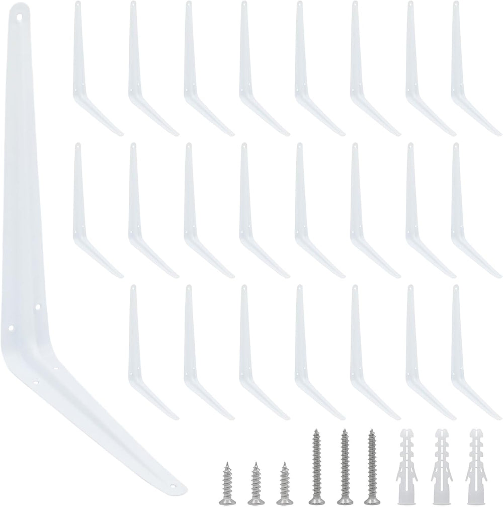 24Pcs 12 x 10 Inch White Shelf Brackets, L Brackets