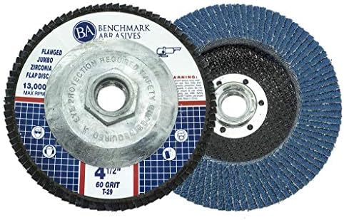 Benchmark Abrasives 4.5" x 5/8"-11 Zirconia Type 29 Flap Discs, 60 ...