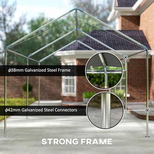 Outsunny 9.6'x19.5' Carport Outdoor Heavy Duty Galvanized Car Canopy ...
