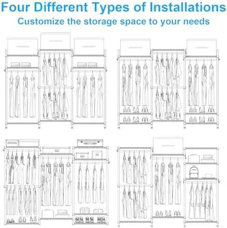 Ulif E13C Heavy Duty Closet Organizer System,Freestanding Clothing Racks for ...