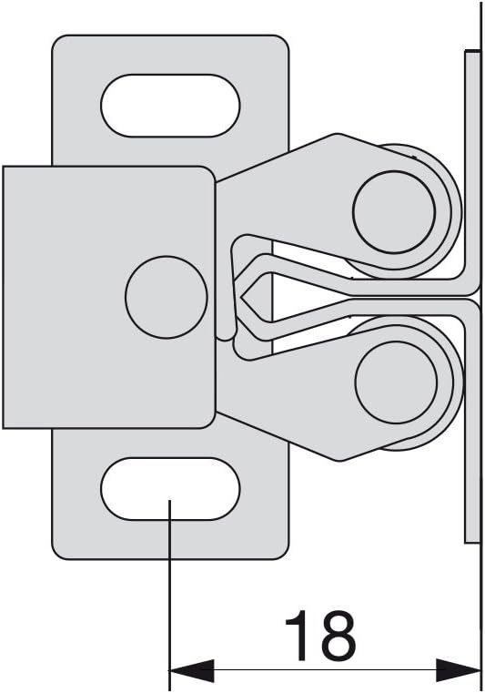 Emuca 1275505 Double Roller Catch for hinged Furniture Door, Set of 10 pcs