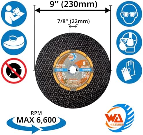 WA 10PACK - 9" x 5/64" x7/8" Cut Off Disc, Angle Grinder Chop ...