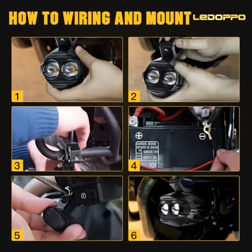 Motorcycle Fog Lights LED Kit Auxiliary Driving Lights with Switch Wiring Har...