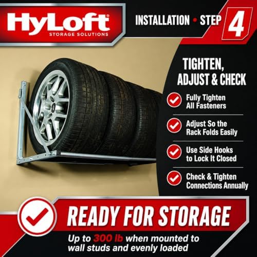 HyLoft Wall-Mounted Folding Tire Storage Loft Rack