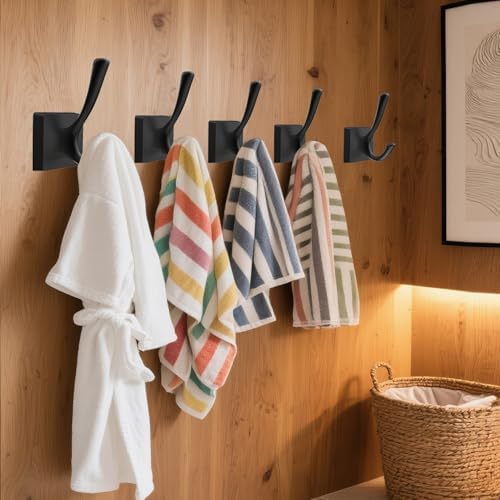 TOFIIGREM Black Wall Hooks Coat Hooks, Mudroom Hooks Bathroom Hallway Hooks f...