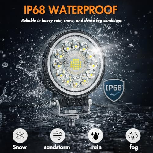 4Pcs 4 Inch 99W Driving Fog Lights Spot Flood Beam Led Car Light, 12V 24V Off...