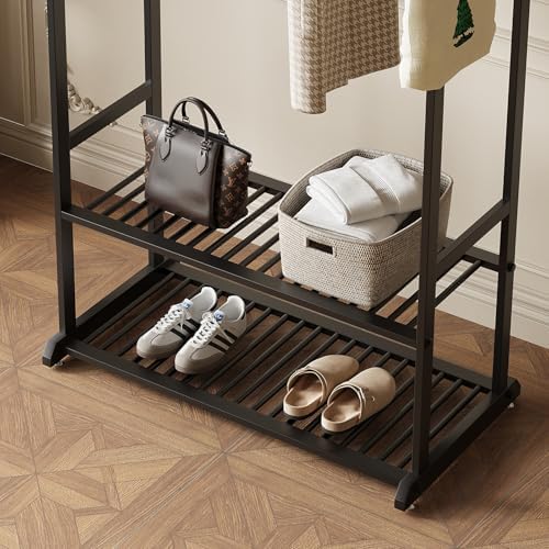 Black Clothing Rack for Hanging Clothes,Sturdy metal clothes rack,Modern Garm...