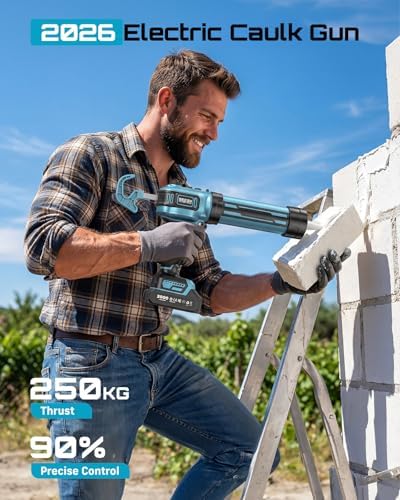 SEESII Electric Caulking Gun, Upgraded Brushless Motor w/2 x 2.0Ah