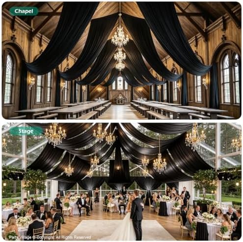 20FT x 50FT Black Ceiling Drapes for Halloween Party Decor