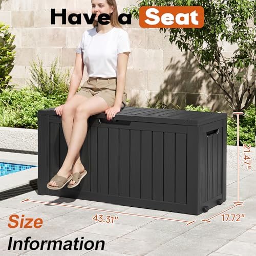 Outdoor Storage Box, Resin Deck Boxes Indoor and outdoor, Waterproof Storage ...