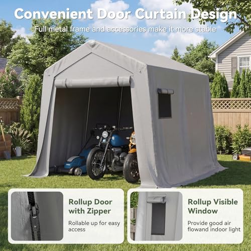 Aoxun 10x10 FT Outdoor Portable Storage Shed Tent for Motorcycle,Gray