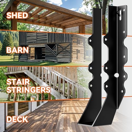 50 Pcs Black Joist Hangers 2X10, 18 Gauge Rafter Brackets , Hurricane Straps ...