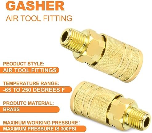 GASHER 12PCS 1/4-Inch Male Industrial Coupler,1/4 Inch NPT Male Threads Size,...