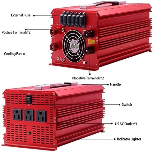 BESTEK 2000W Power Inverter 3 AC Outlets DC 12V to 110V AC Car Power Converter