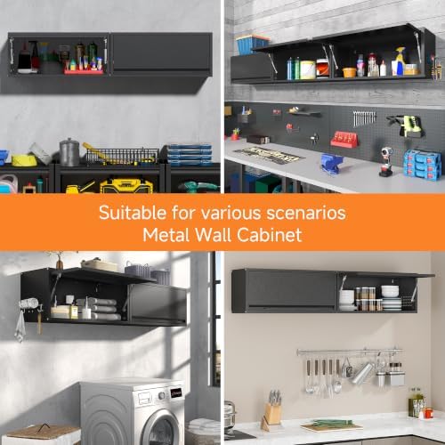 Coolsun Metal Wall Cabinet, 12.6" H Garage Wall Cabinet with Up-Flip Door
