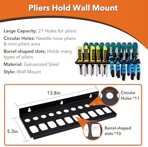 4Pcs Wall Mount Tool Organizer Set,Include Screwdriver Organizer,9mm-24mm Wre...