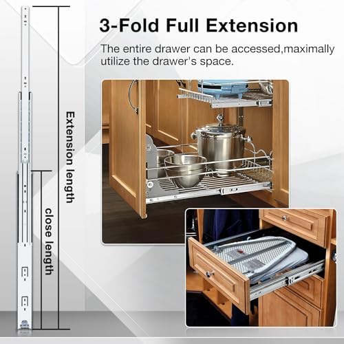 Heavy Duty Drawer Slides Full Extension Runners 150 lbs 12 14 16 18 20 22 24 ...