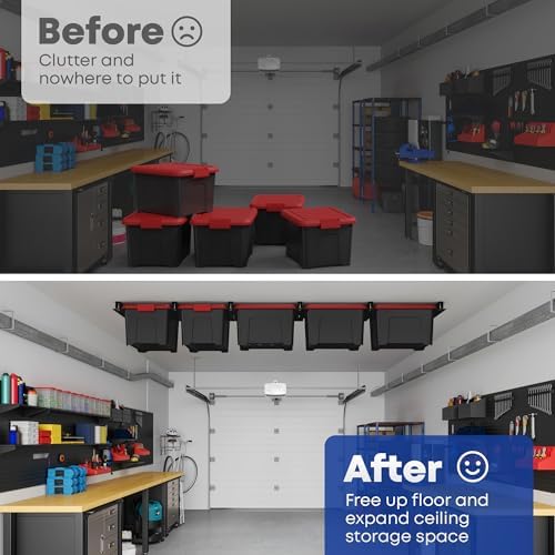 WooFog Overhead Garage Storage Rack, Garage Ceiling Storage Racks, Heavy Duty...