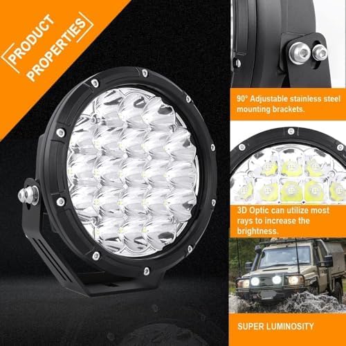 BIGLIONX Round LED Offroad Lights 7inch 2pcs 210W 32000LM LED Off Road Light ...