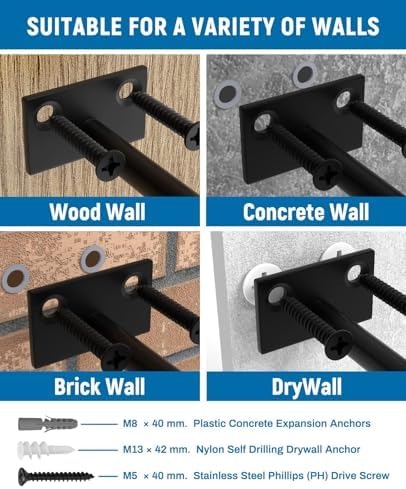 12-Pack 10 inch Floating Shelf Brackets, Hidden Shelf Bracket for Wood