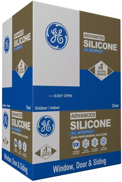 GE Advanced Silicone Caulk for Window & Door, Clear, 10 fl oz Cartridge, ...