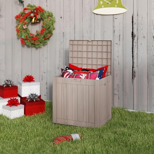 35 Gallon outdoor cushion storage deck boxes outdoor waterproof, package deli...