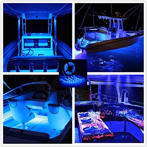 LED Boat Strip Lights, 32.8FT Blue Marine Pontoon Led Lights, Waterproof