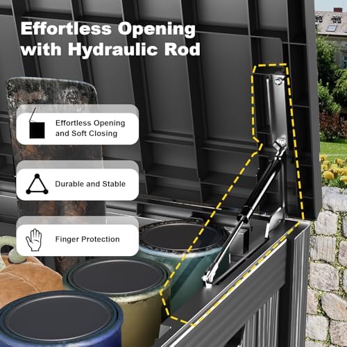 EasyUp 180 Gallon Deck Box, Waterproof& UV Resistant, Black