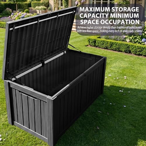 180 Gallon Resin Deck Box, Outdoor Storage Box, Waterproof UV Resistant,Weath...