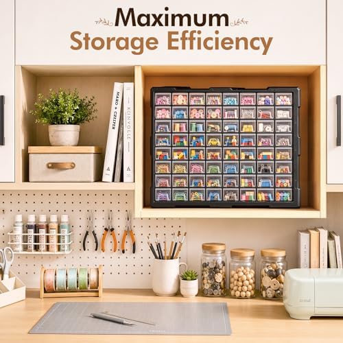 64-Drawer Organizer Craft Organizers and Storage with Dividers Labels