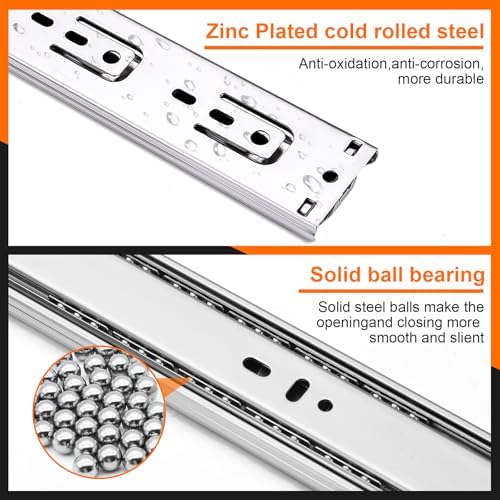 14 inch Drawer Slides 6 Pairs (12pcs) Soft Self Close 3 fold Full Extension B...